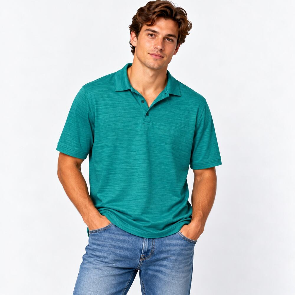 Haggar Short Sleeve Men's Size L NWOT Teal Green Casual Golf Normcore Resort